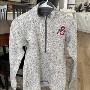 Antigua Ohio State Men's Gray 1/4 Zip-Up Fleece Sweater
